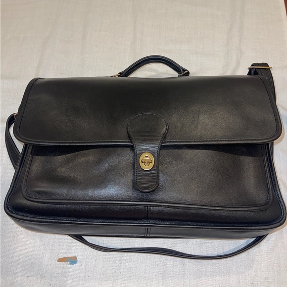 Vintage Coach Smooth Black Leather Metropolitan Briefcase Adj Strap 1133-311 OBO - Picture 3 of 16